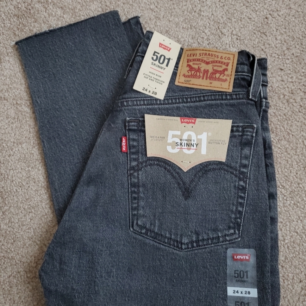 Levi's 501 High Rise Gray Jeans - Picture 6 of 8
